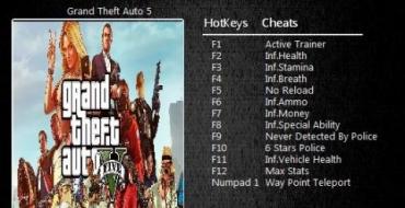 Трейнеры и читы для Grand Theft Auto V Скачать трейнер для гта 5 одиночной игры